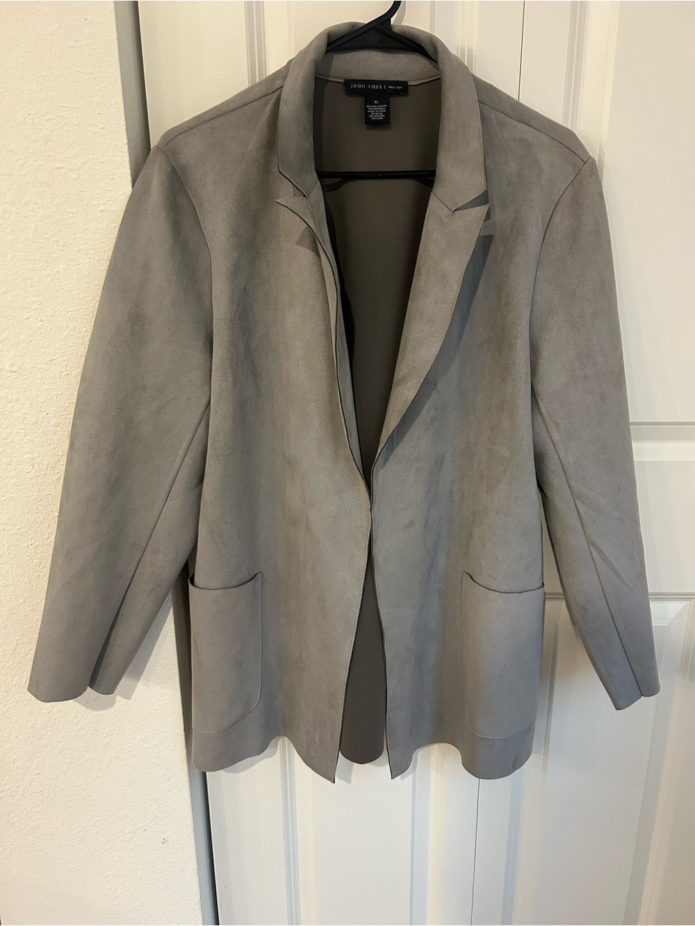 Joan Vass Gray Open-Front Women's Blazer